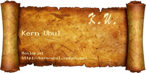 Kern Ubul névjegykártya